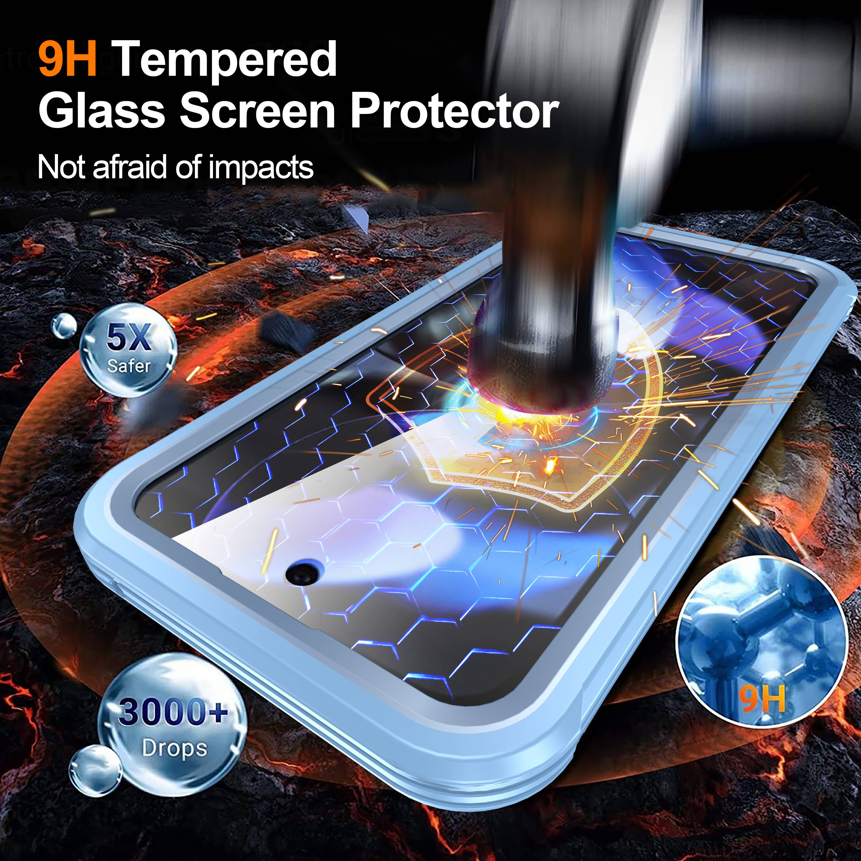 Google Pixel 9A Magnetische Hülle mit 9H gehärtetem Glasrücken Blue