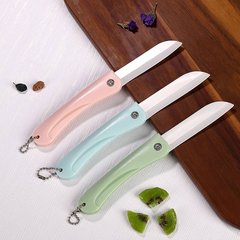 Taschenmesser mit Schlüsselanhänger, Keramikklinge, Nordisches Grün Pink