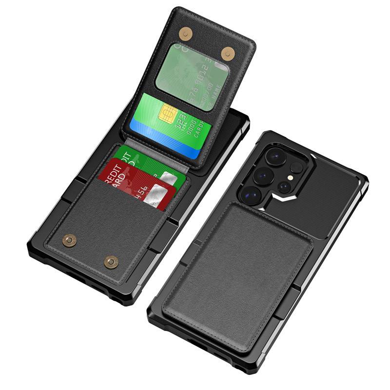 Schwarze Handyhülle kompatibel mit Samsung A13 4G/A13 5G/A32 5G/A23/A04S mit Aufklappbarem Kartenfach und Stoßdämpfungsschutz Model 5