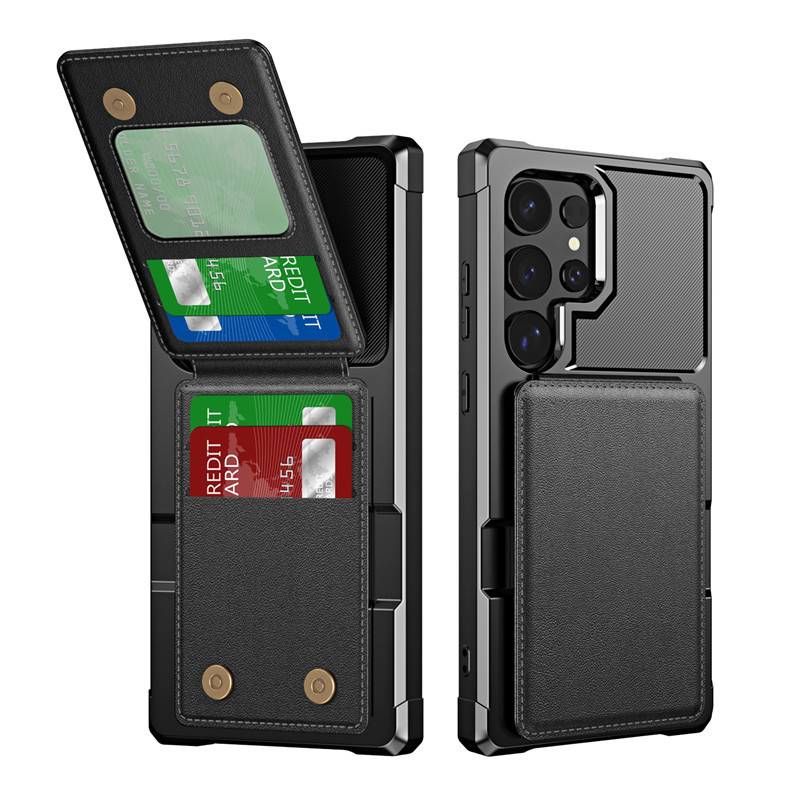 Schwarze Handyhülle kompatibel mit Samsung A13 4G/A13 5G/A32 5G/A23/A04S mit Aufklappbarem Kartenfach und Stoßdämpfungsschutz Model 5