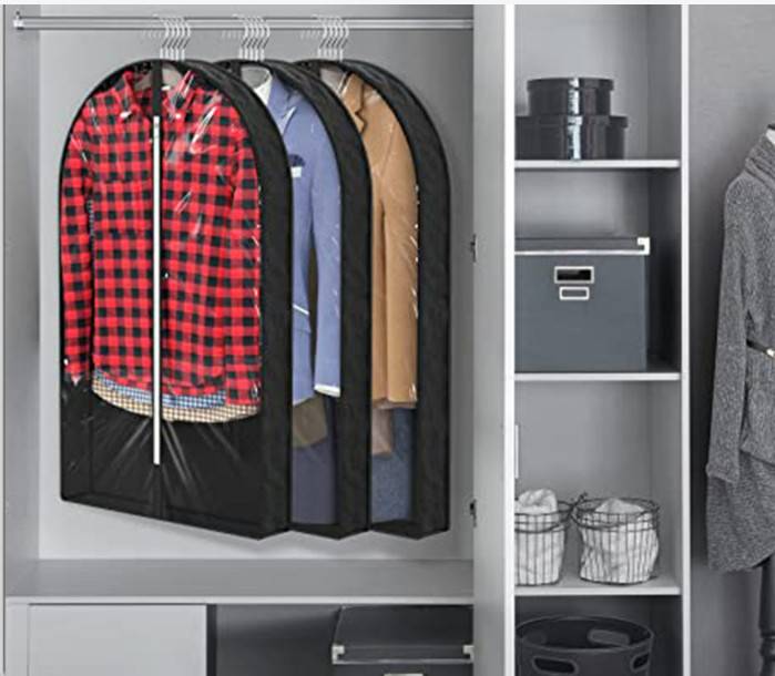 Atmungsaktiver Kleidersack, Kleiderschutz für den Kleiderschrank Black S