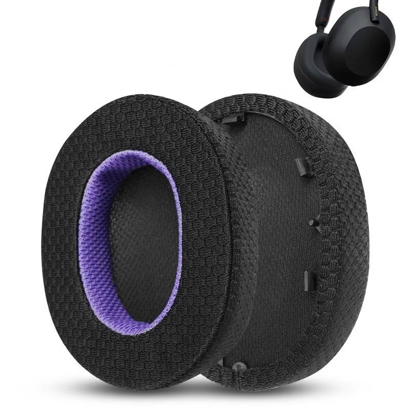 Ersatz-Ohrpolster für Sony WH-1000XM5 Kopfhörer - Schwarz/Lila Mesh