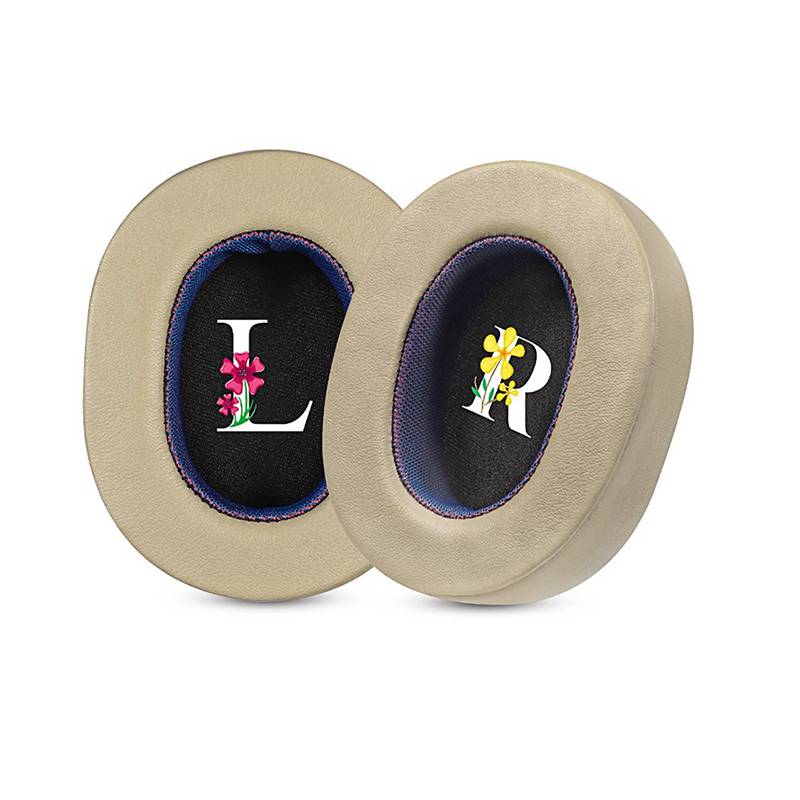 Ersatz-Ohrpolster für Sony WH-1000XM5 Kopfhörer - Champagner mit lila Lammfell