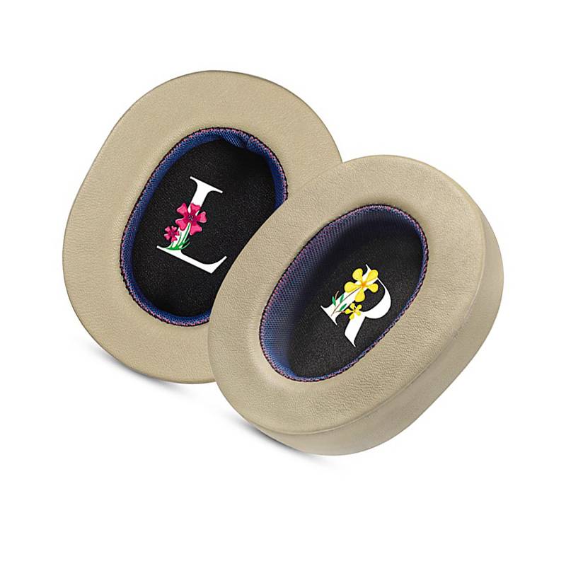 Ersatz-Ohrpolster für Sony WH-1000XM5 Kopfhörer - Champagner mit lila Lammfell