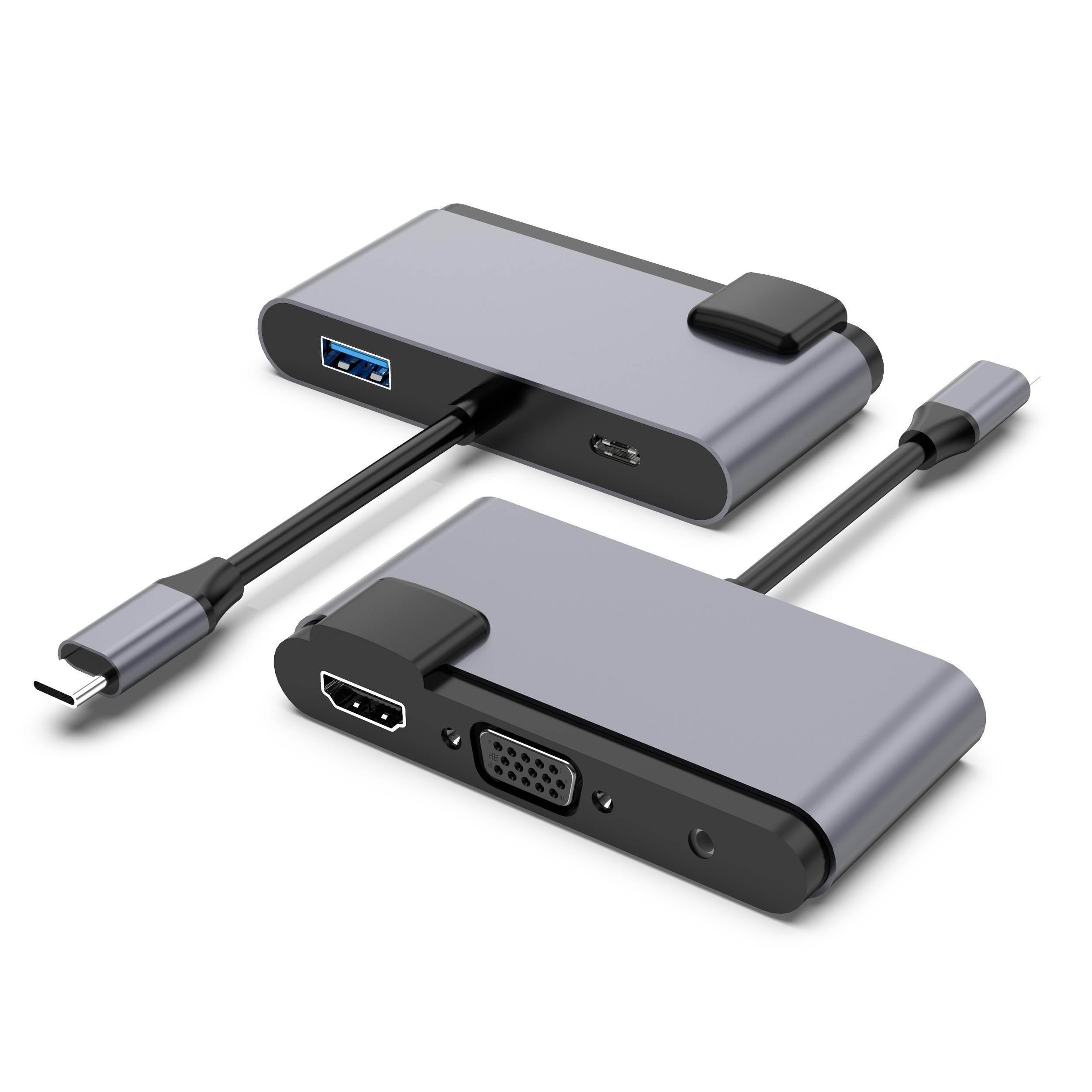 5-in-1 USB-C Hub mit HDMI, VGA, USB 3.0, Audio und PD-Ladung