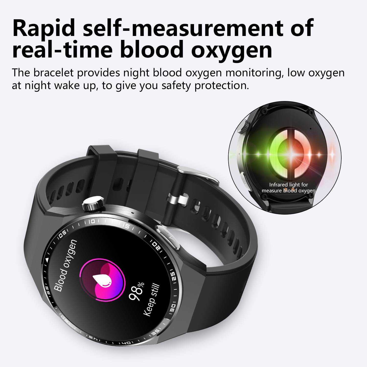 Smartwatch mit EKG, Körperzusammensetzungsanalyse, Blutzusammensetzungsanalyse (Harnsäure, Blutfette) Black and Brown Leather strap