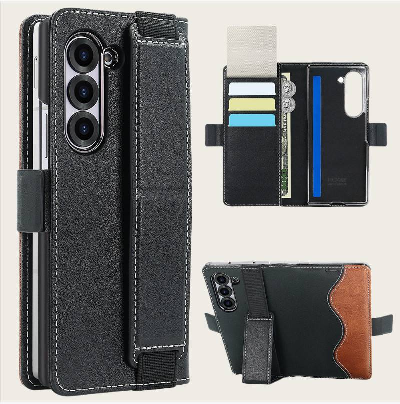 Samsung Galaxy Z Fold Hülle mit Kartenfach und Ständer Black Model 5
