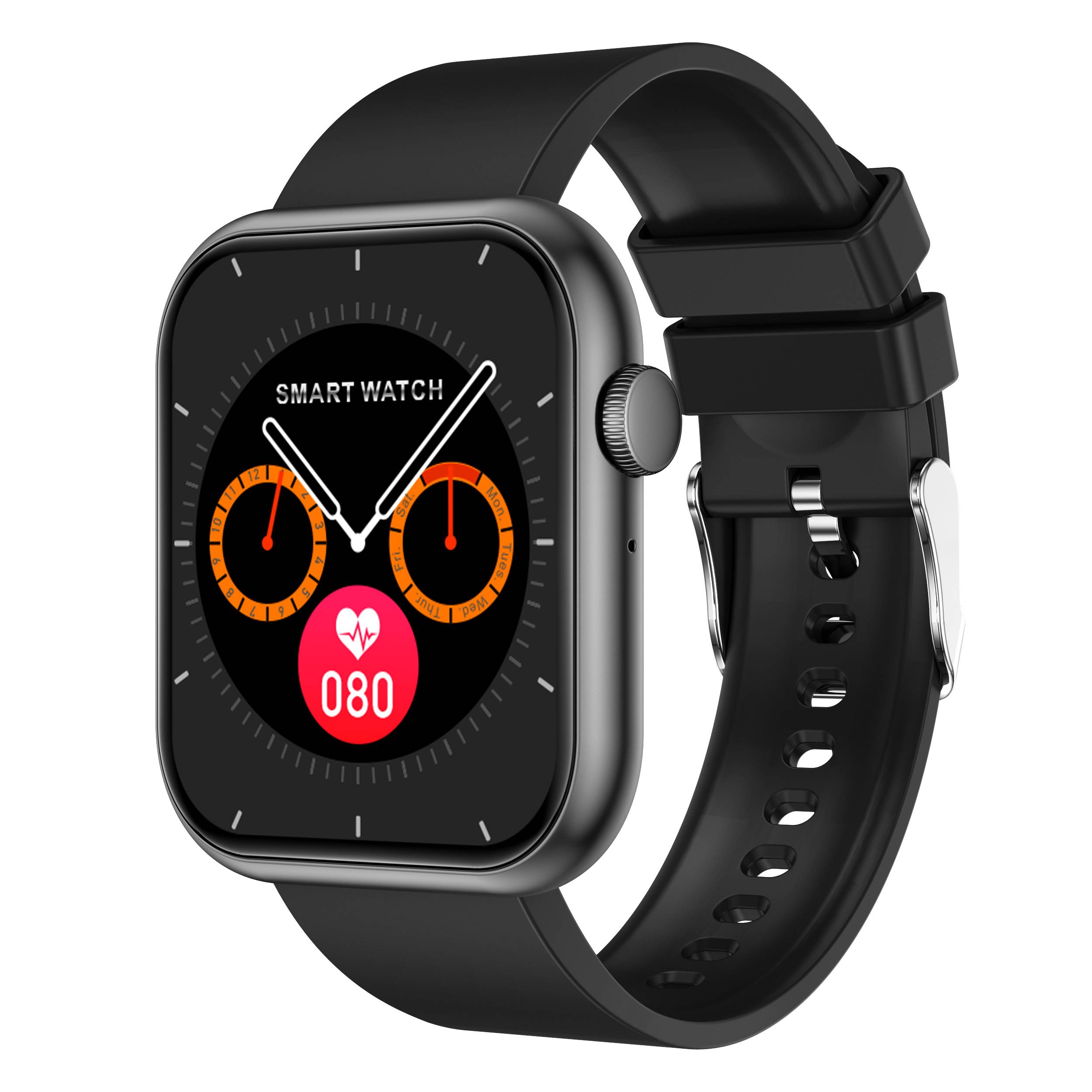 Smartwatch mit Herzfrequenzmesser, Blutdruckmesser, Blutsauerstoffmesser und mehreren Sportmodi Black