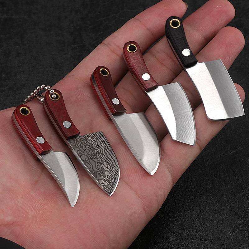 Schlüsselanhängermesser mit Damastmuster - Mini-Hackbeil (quadratischer Kopf) DG-75-2