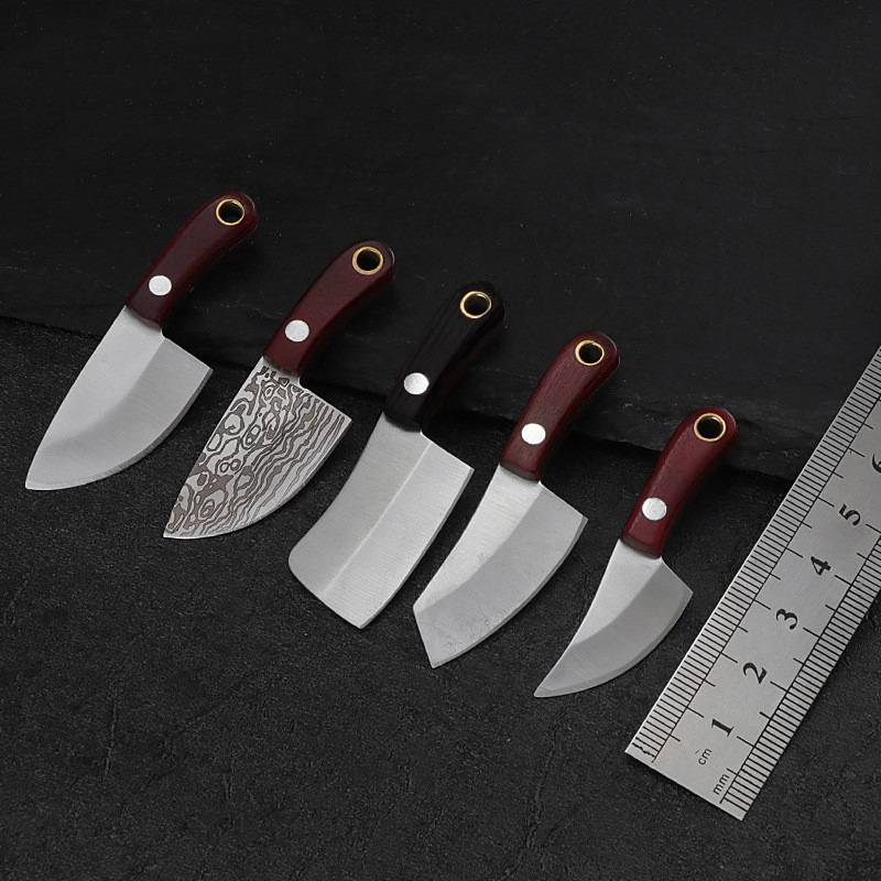 Schlüsselanhängermesser mit Damastmuster - Mini-Hackbeil (quadratischer Kopf) DG-75-2