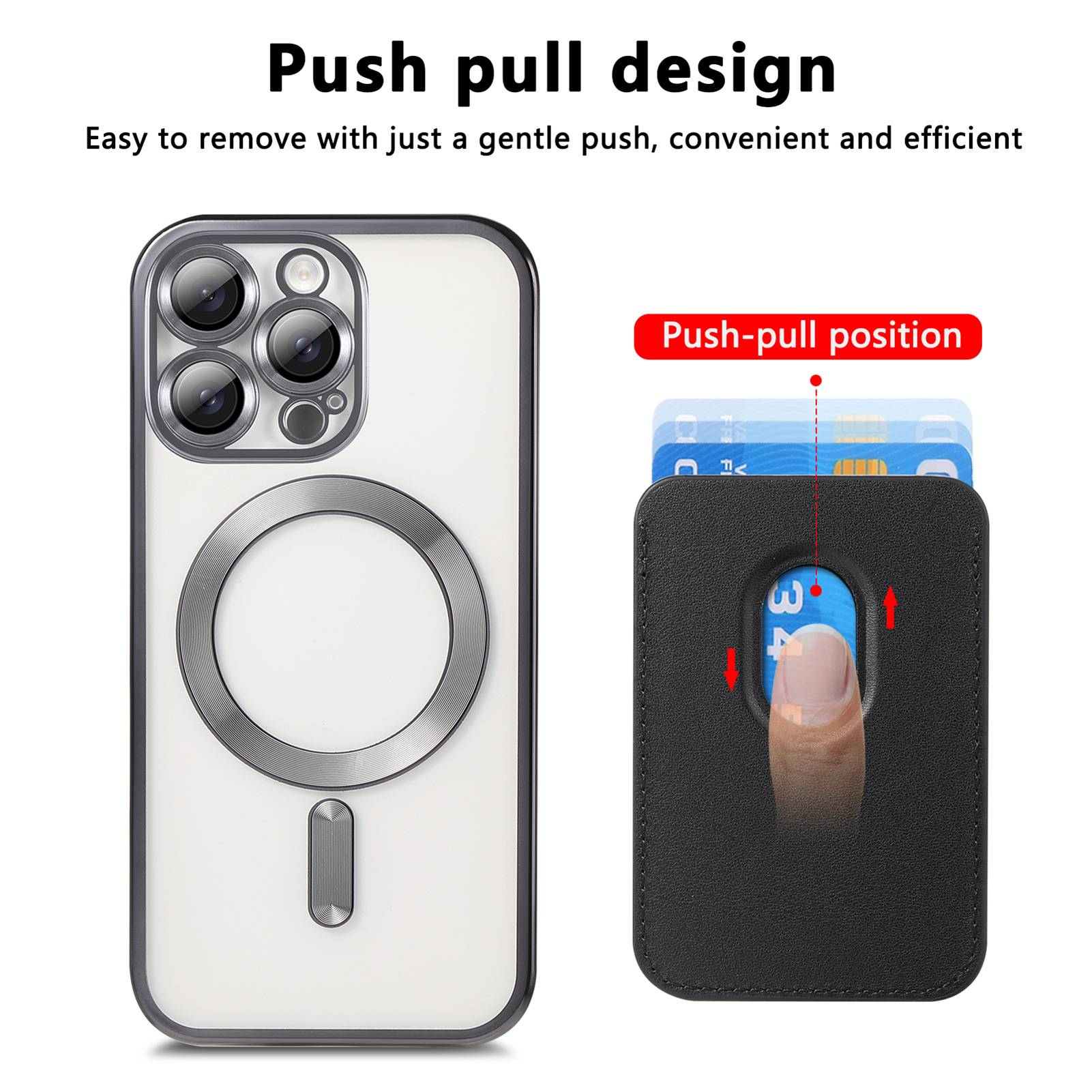 Elektroplattiertes magnetisches Magsafe-Kartenhalter-Handycase kompatibel mit iPhone 16 Pro iPhone 16 Pro