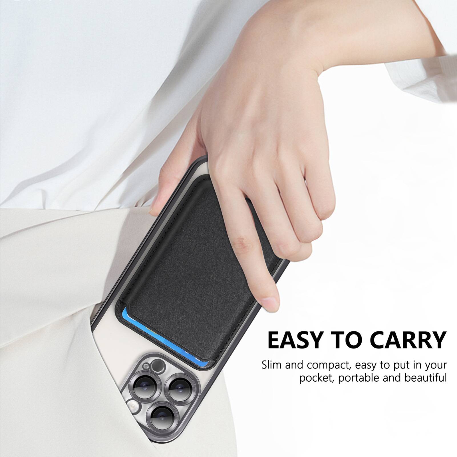 Elektroplattiertes magnetisches Magsafe Wallet Case kompatibel mit iPhone 15, stoßfeste Kartenhalterung iPhone 15