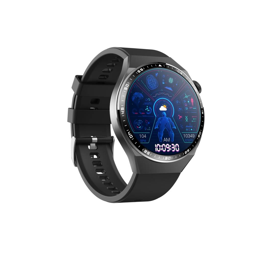 Smartwatch mit EKG, Körperzusammensetzungsanalyse, Blutzusammensetzungsanalyse (Harnsäure, Blutfette) Black Silicone strap