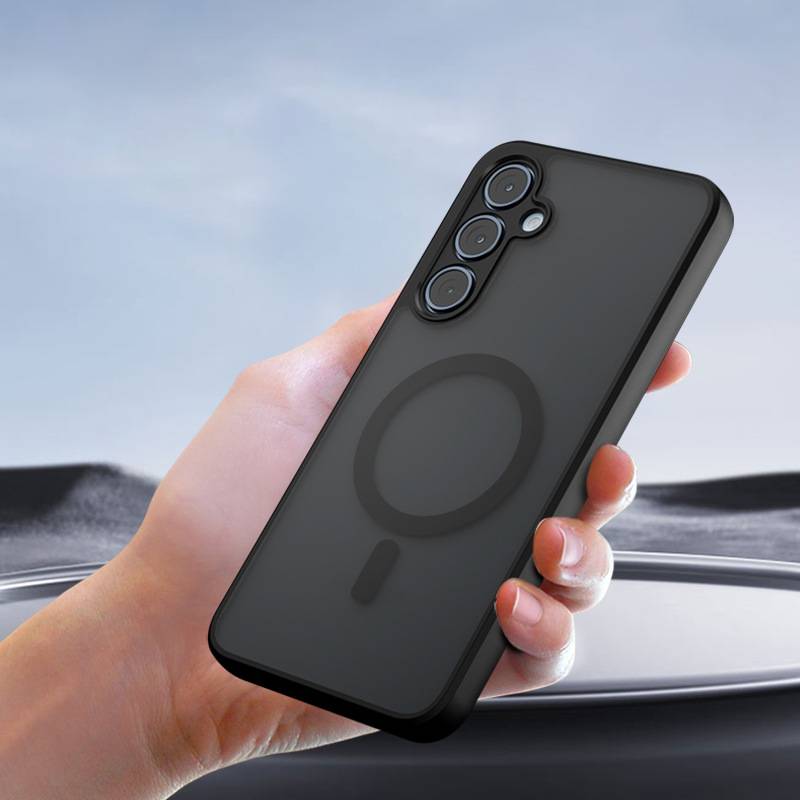 Handyhülle kompatibel mit Samsung Galaxy S24FE, matt schwarz, magnetisch, stoßfest mit Luftkissen, präzise Aussparungen Modell 9