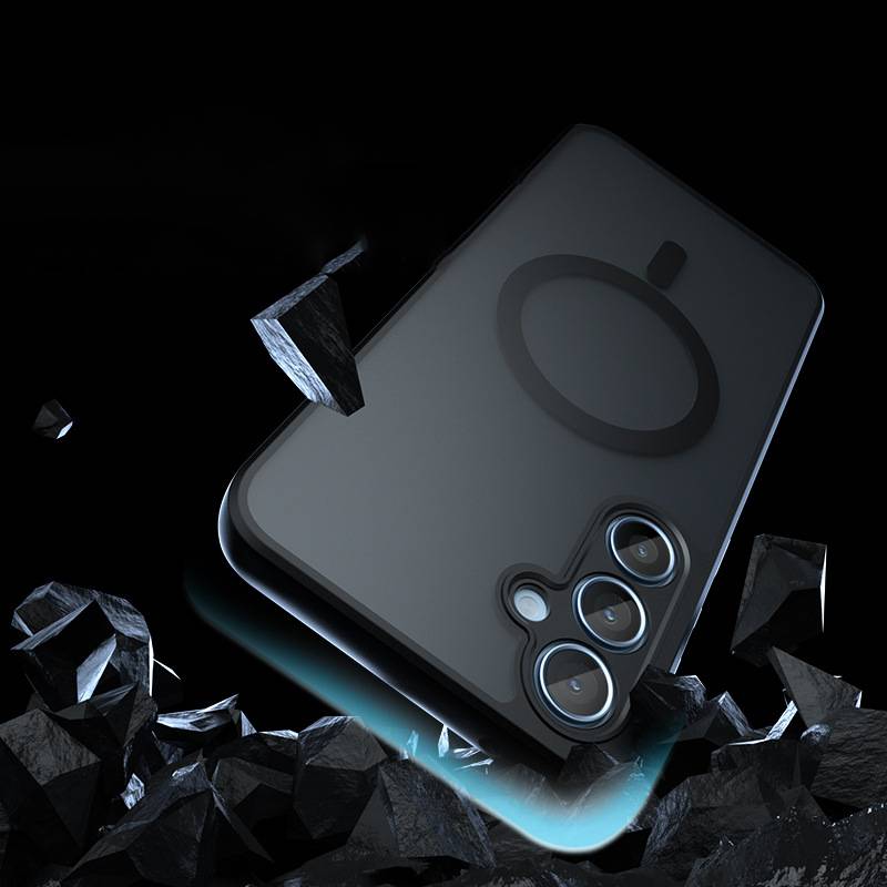 Handyhülle kompatibel mit Samsung Galaxy S24FE, matt schwarz, magnetisch, stoßfest mit Luftkissen, präzise Aussparungen Modell 9