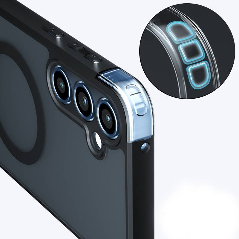 Handyhülle kompatibel mit Samsung Galaxy S24FE, matt schwarz, magnetisch, stoßfest mit Luftkissen, präzise Aussparungen Modell 9