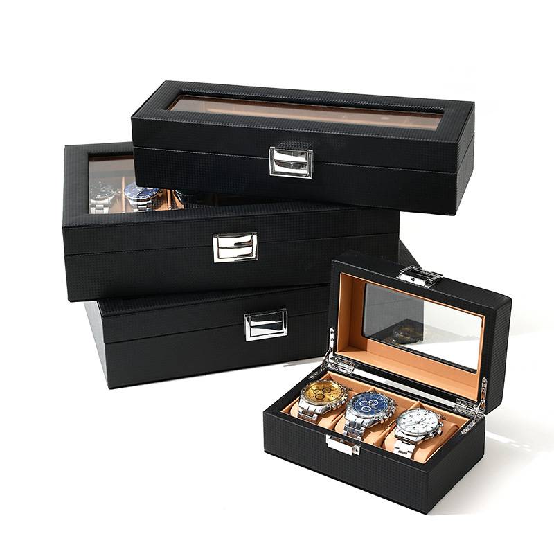 Uhrenbox aus Carbon - Elegante Vitrine mit 3 Fächern