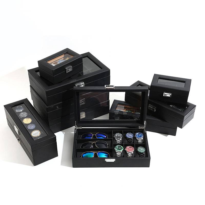 Uhrenbox aus Carbon - Elegante Vitrine mit 3 Fächern