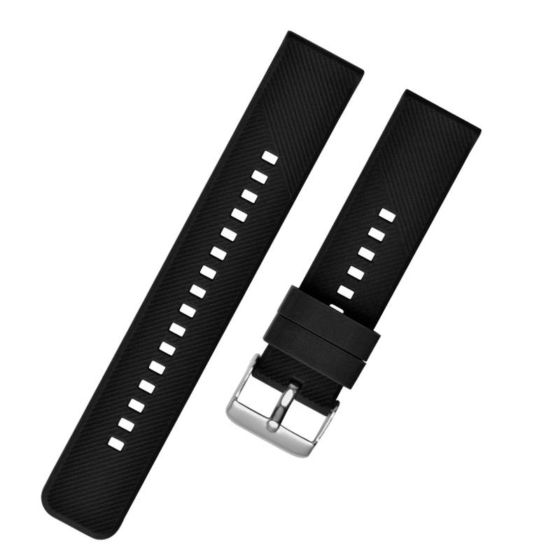 Silikon-Uhrenarmband für Xiaomi und Samsung Smartwatches Black 20 mm