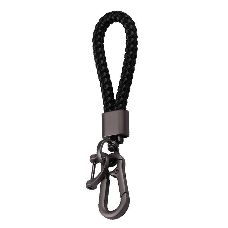 Geflochtener Seil-Schlüsselanhänger mit Perlen- und Rotguss-Finish Black