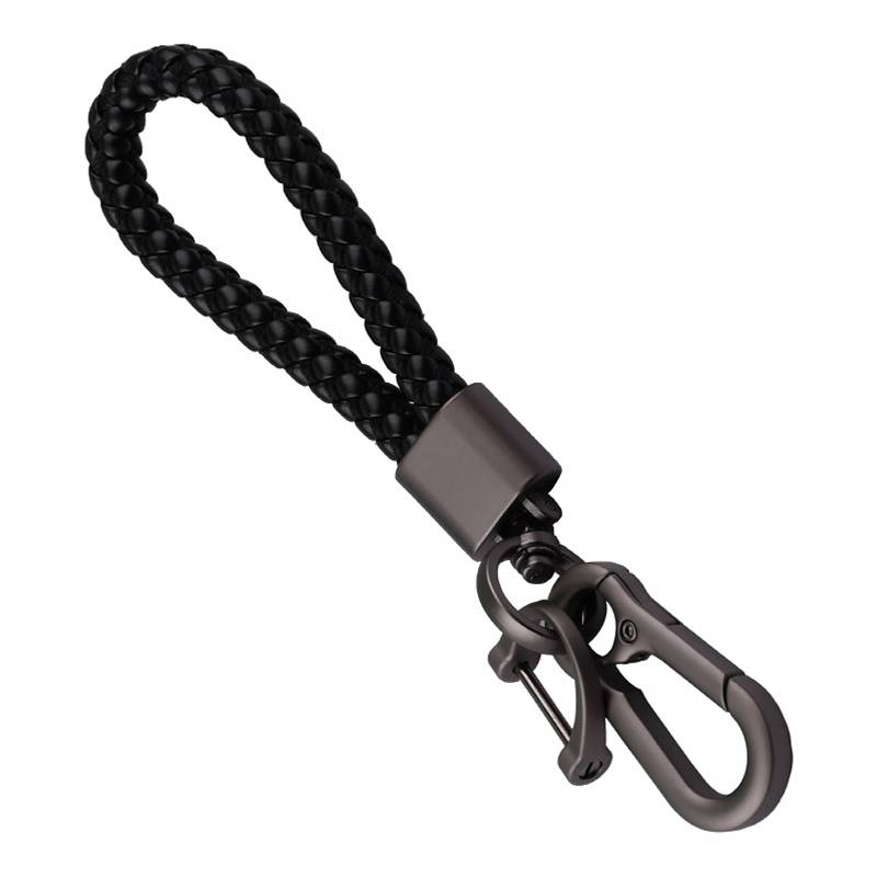 Geflochtener Seil-Schlüsselanhänger mit Perlen- und Rotguss-Finish Black