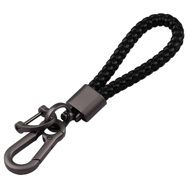 Geflochtener Seil-Schlüsselanhänger mit Perlen- und Rotguss-Finish Black