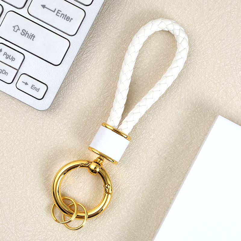 Schlüsselanhänger aus geflochtenem Leder White