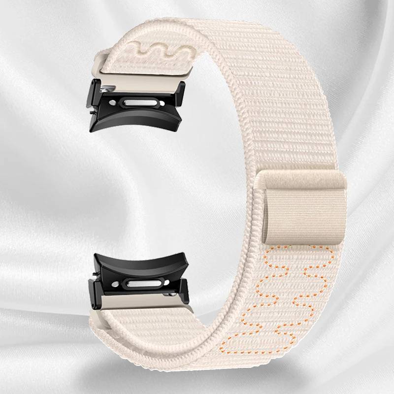 Sternenlichtbeiges Nylon-Uhrenarmband für Samsung Watch 6/5/4