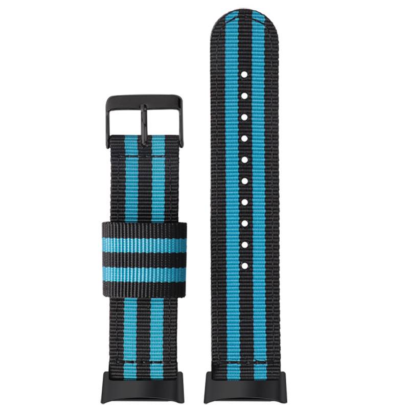 Nylon Uhrenarmband für Fitbit Charge 5, Atmungsaktives Sport-Ersatzband Blue+Black
