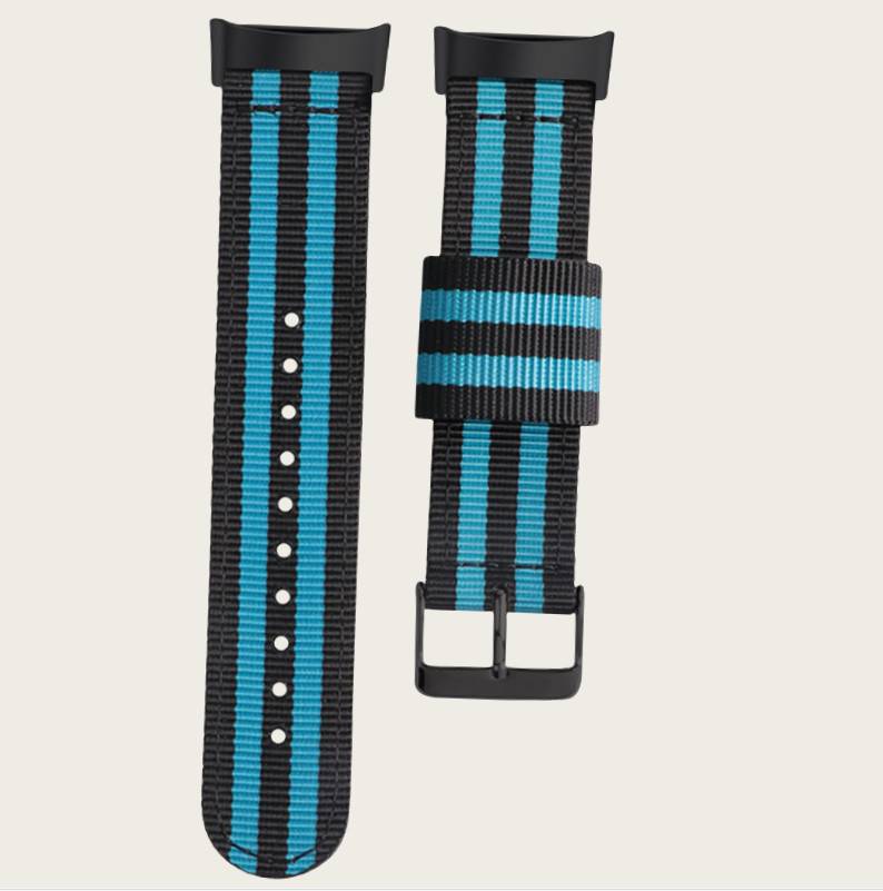 Nylon Uhrenarmband für Fitbit Charge 5, Atmungsaktives Sport-Ersatzband Blue+Black