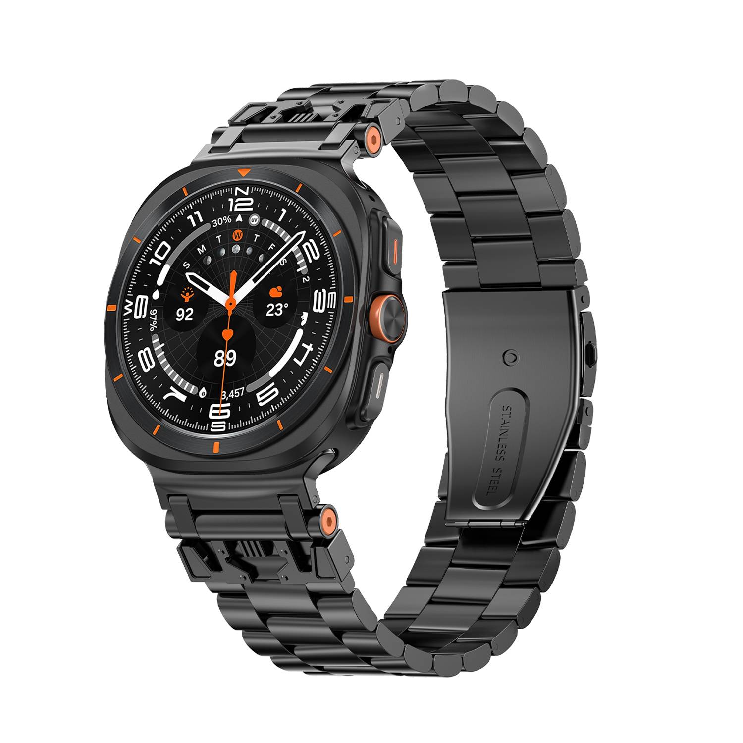 Uhrenarmband aus schwarzem Edelstahl für Samsung Galaxy Watch 7 Ultra