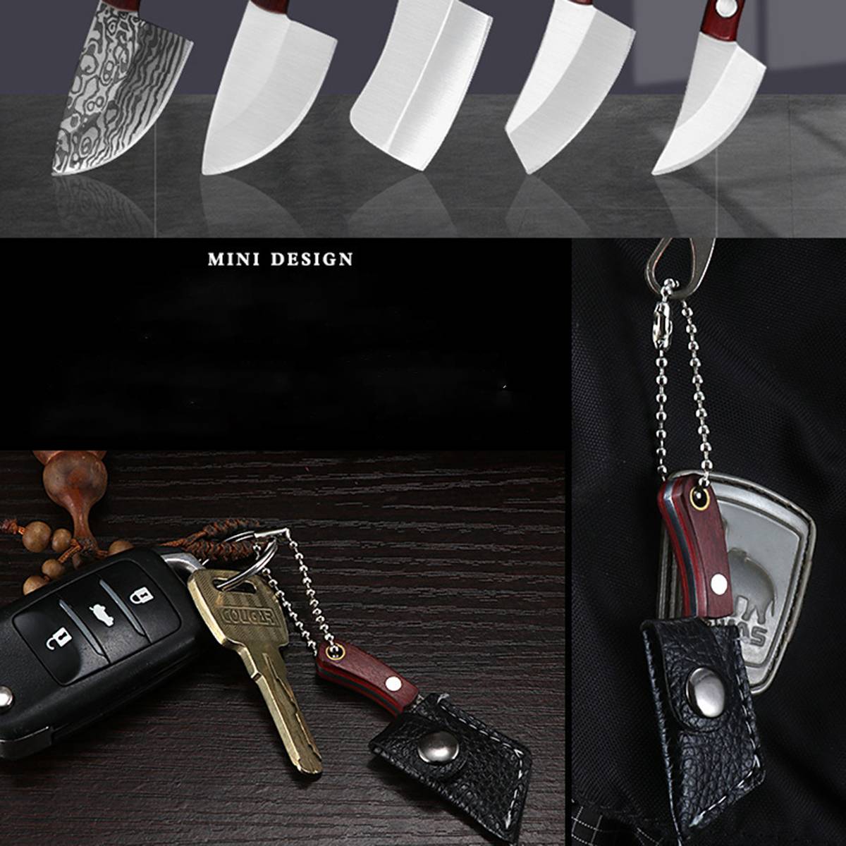 Mini-Schlüsselanhängermesser, Taschenmesser aus Edelstahl für EDC, Obst, zum Öffnen von Paketen