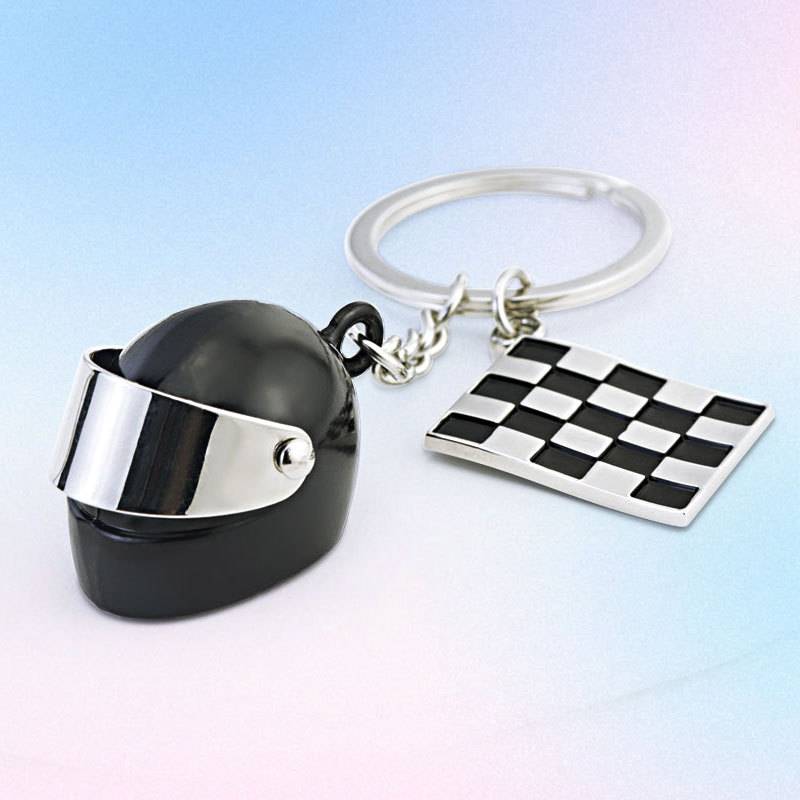 Schlüsselanhänger mit Zielflaggenhelm Silver