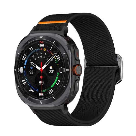 Samsung Watch 7 Ultra Armband - Atmungsaktives Nylon Sportarmband (Schwarz)