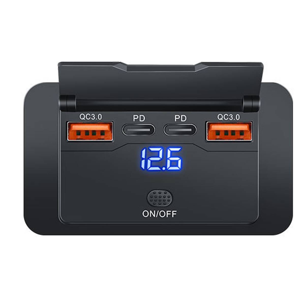 Auto-USB-Ladegerät mit Spannungsschalter, 4-Port Dual QC Dual PD