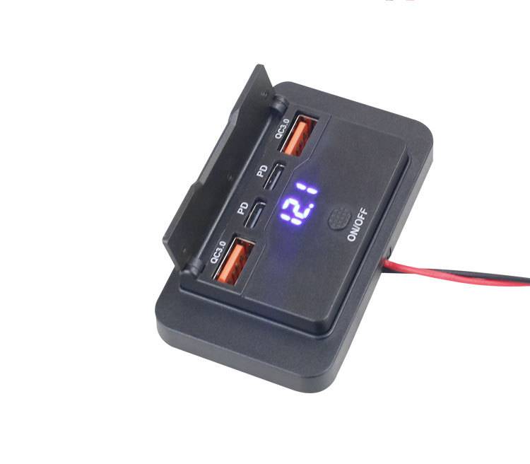 Auto-USB-Ladegerät mit Spannungsschalter, 4-Port Dual QC Dual PD