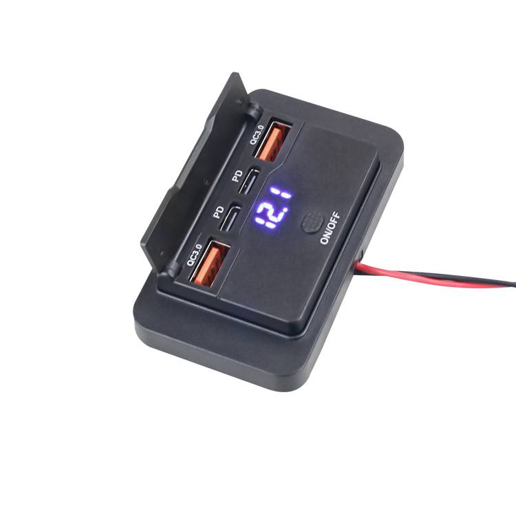 Auto-USB-Ladegerät mit Spannungsschalter, 4-Port Dual QC Dual PD