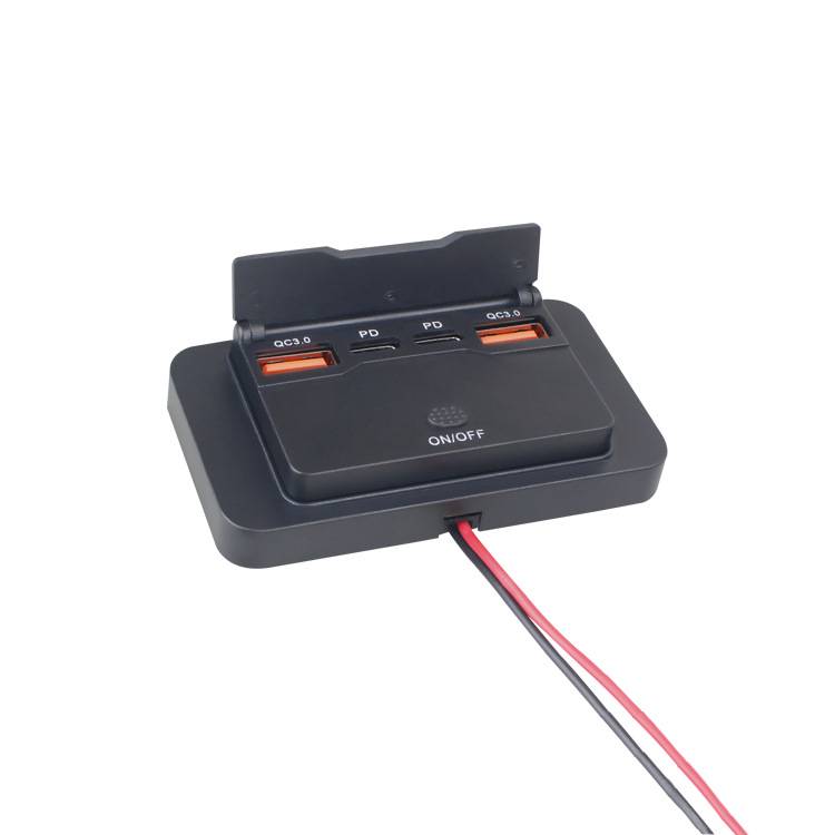 Auto-USB-Ladegerät mit Spannungsschalter, 4-Port Dual QC Dual PD