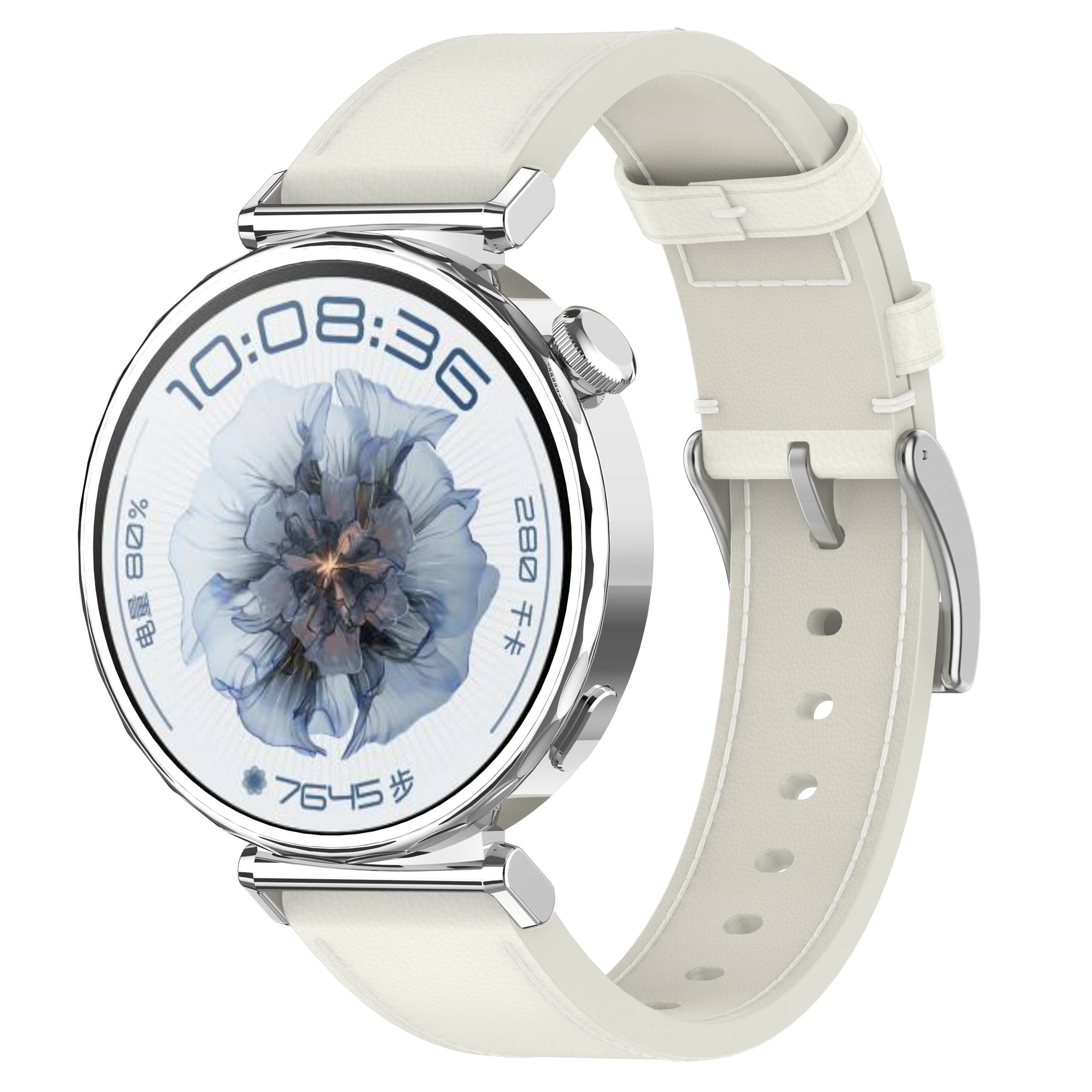 Premium Lederarmband für Huawei & Honor Uhren White 18 mm