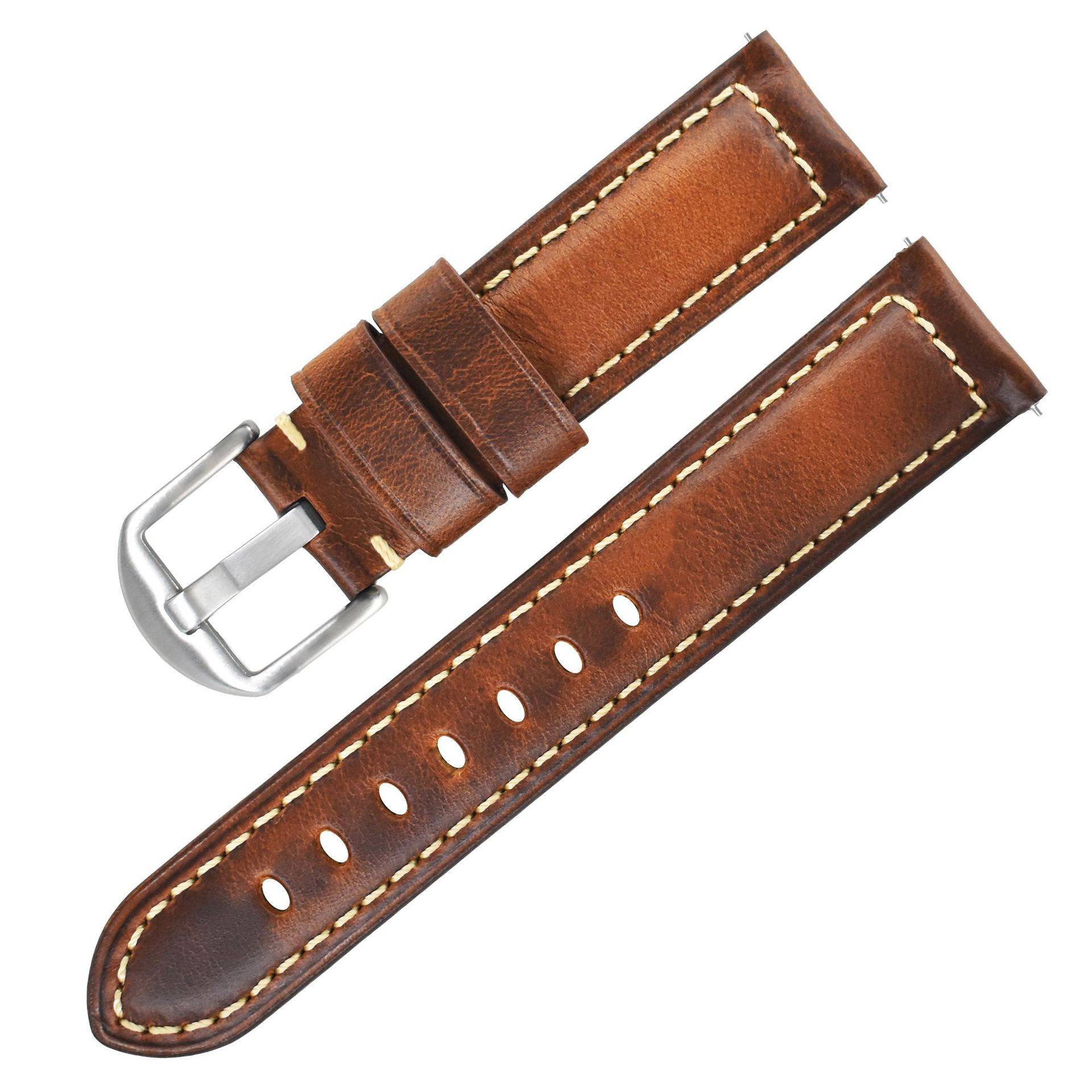 Italienisches Leder Uhrenarmband - Gelbbraun, 22mm