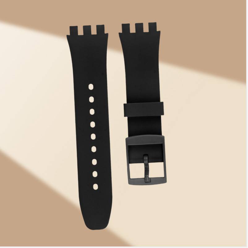 Premium Silikon Swatch Uhrenarmband Ersatz Black 19 mm