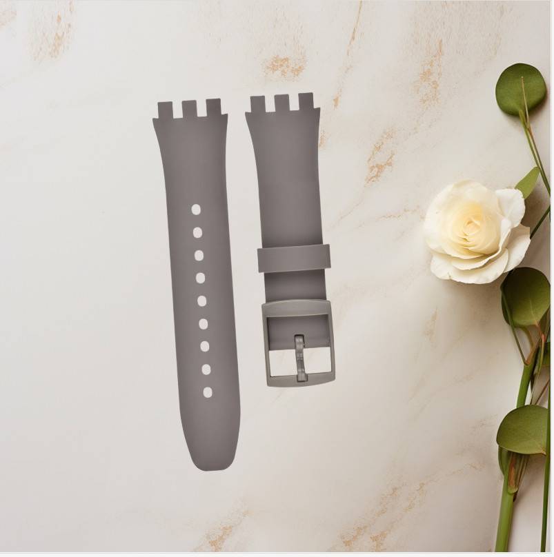 Premium Silikon Swatch Uhrenarmband Ersatz Grey 16 mm