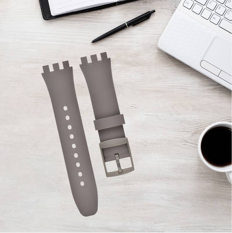 Premium Silikon Swatch Uhrenarmband Ersatz Grey 16 mm