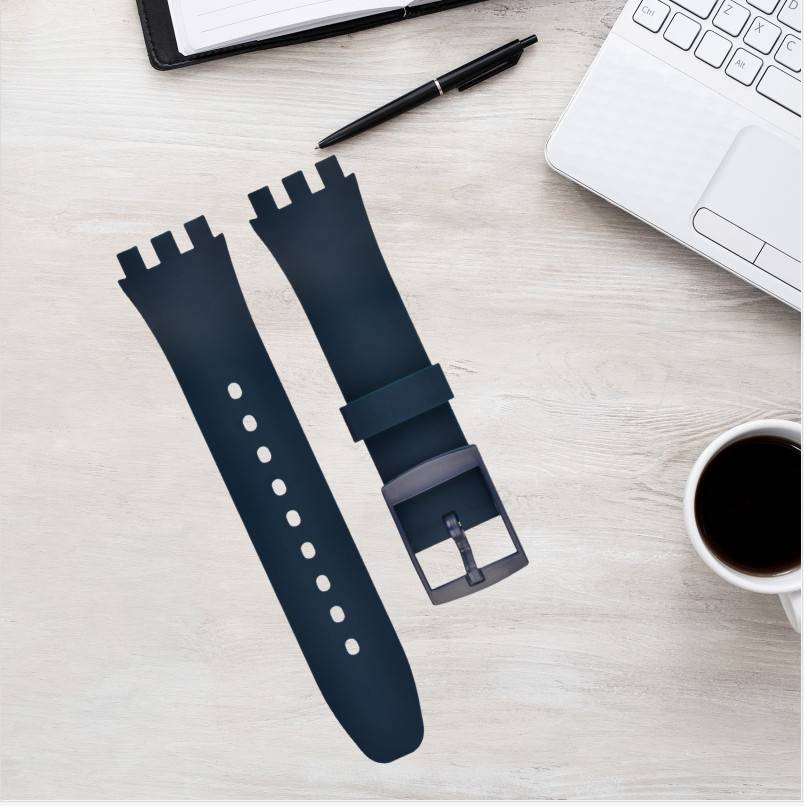 Premium Silikon Swatch Uhrenarmband Ersatz NavyBlue 19 mm