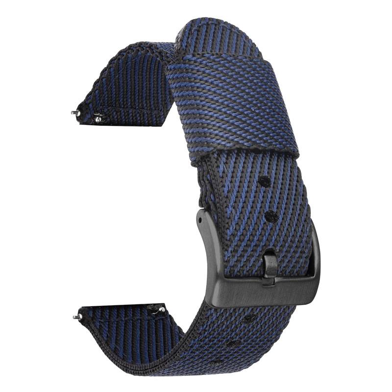Nylon Uhrenarmband mit schwarzer Schnalle - 24/22/20/18mm Black 22 mm