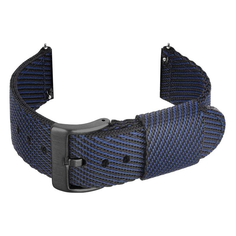 Nylon Uhrenarmband mit schwarzer Schnalle - 24/22/20/18mm Black 22 mm