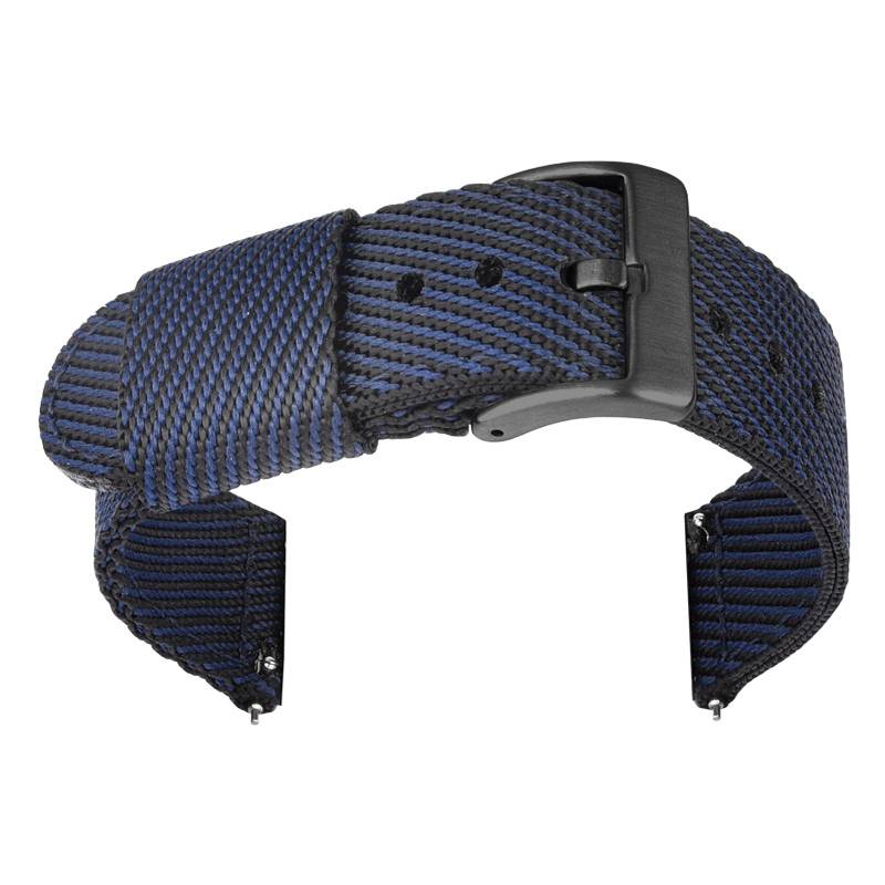 Nylon Uhrenarmband mit schwarzer Schnalle - 24/22/20/18mm Black 22 mm