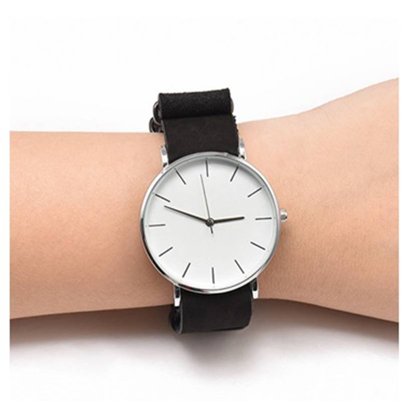 Schwarzes Lederarmband mit silberner Schnalle 24 mm