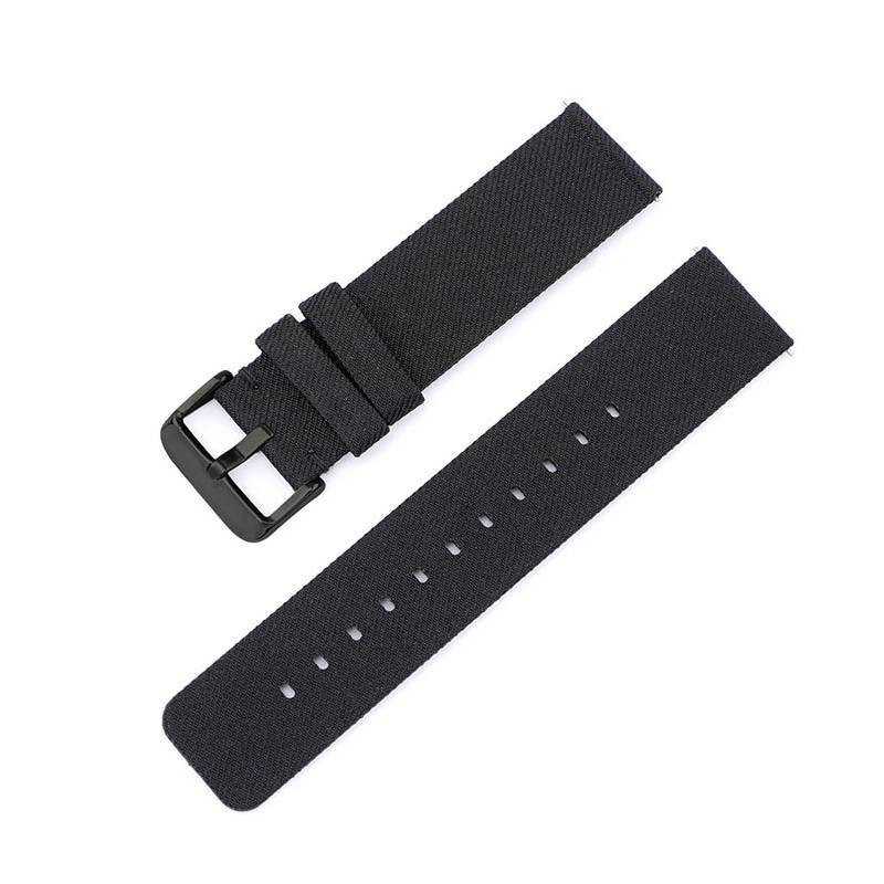Schwarzes Canvas-Uhrenarmband mit schwarzer Schnalle 18 mm