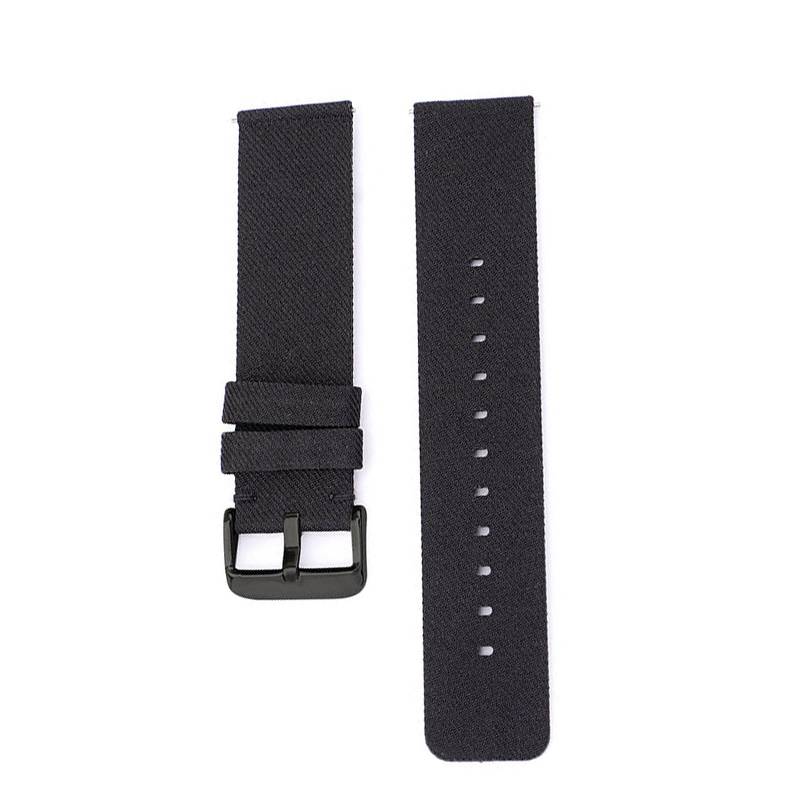 Schwarzes Canvas-Uhrenarmband mit schwarzer Schnalle 18 mm